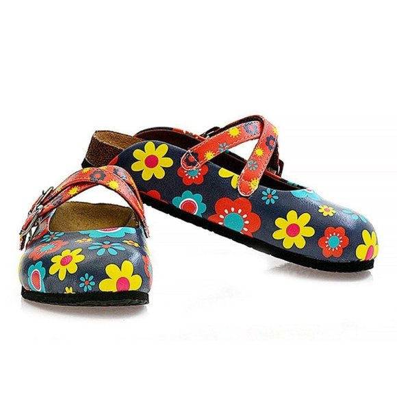 Calceo Shoes - Floral Cross-Strap Clogs - Calceo Line of Goby Shoes